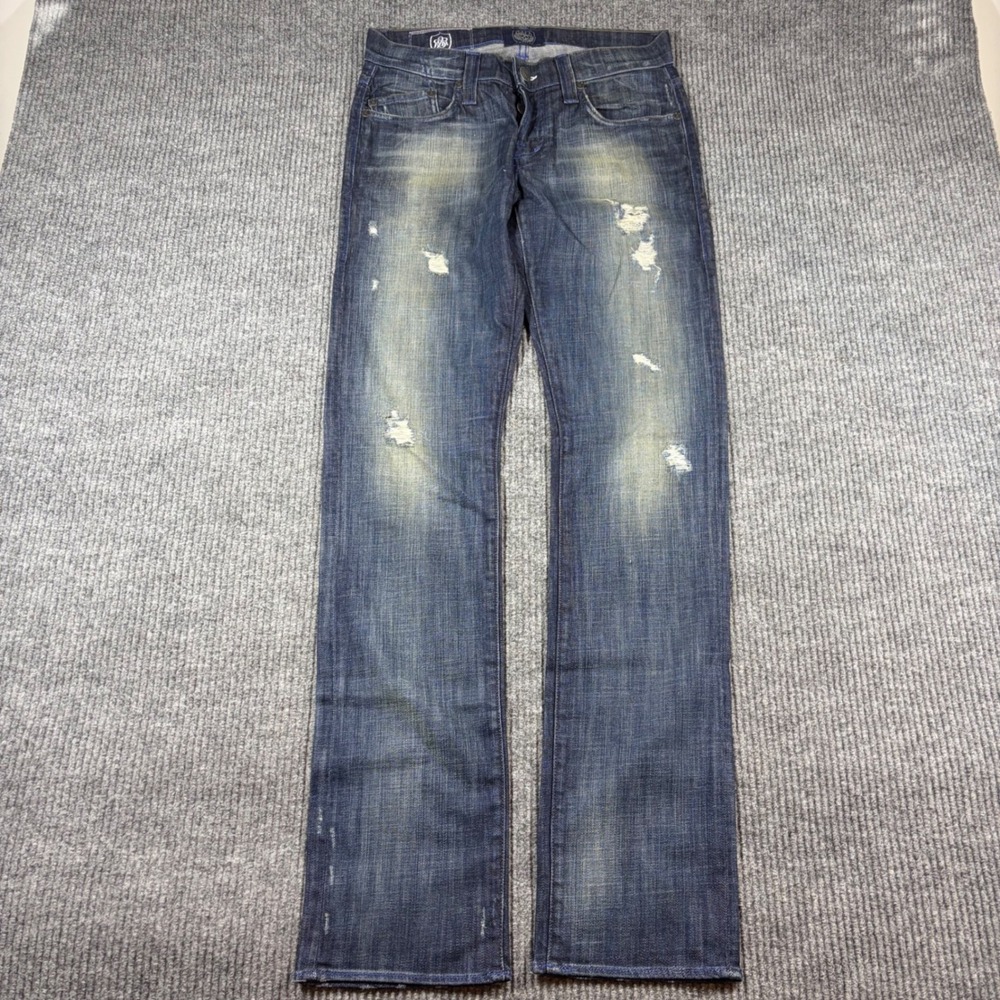 Rock & Republic Mens Distressed Straight Leg Jeans Blue Denim Size 33 Button Fly